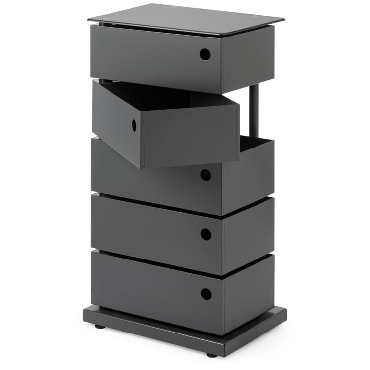 Conteneur à tiroirs pivotants en tôle d'acier, 5 compartiments, anthracite