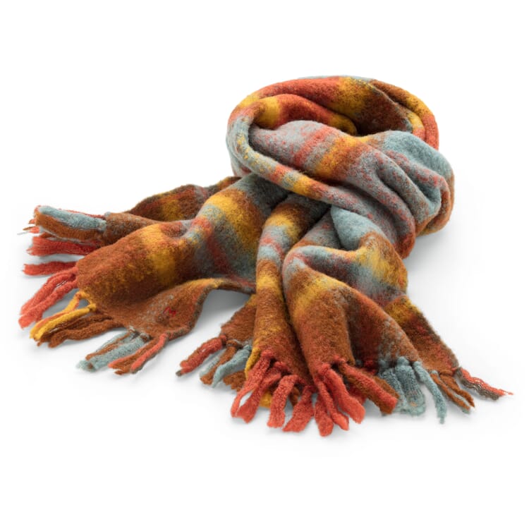Unisex wool scarf with fringes N° 760, Orange