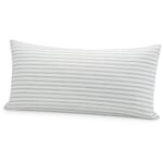 Funda de almohada reversible de semilino Verde grisáceo-blanco 40 × 80 cm