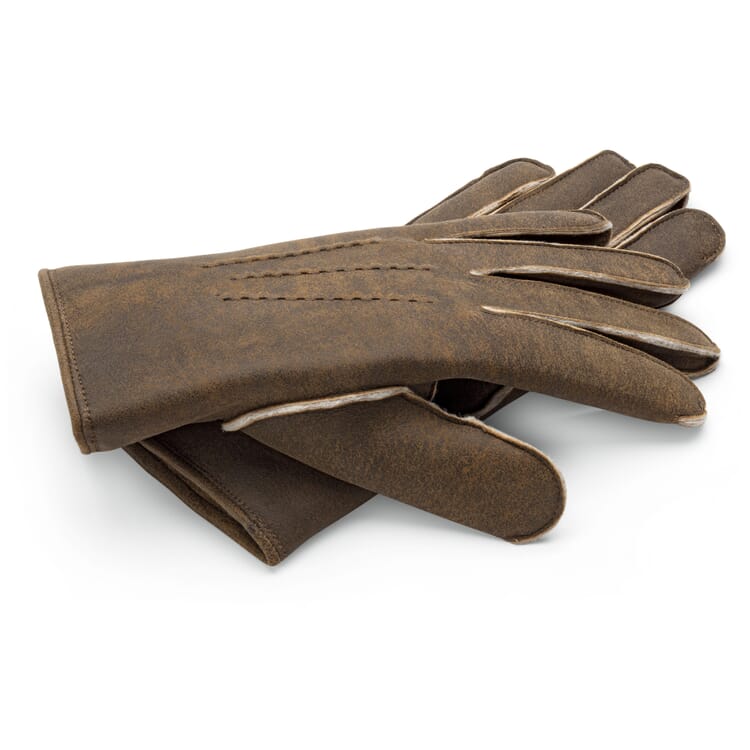 Guante de piel de cordero para hombre, Marrón medio