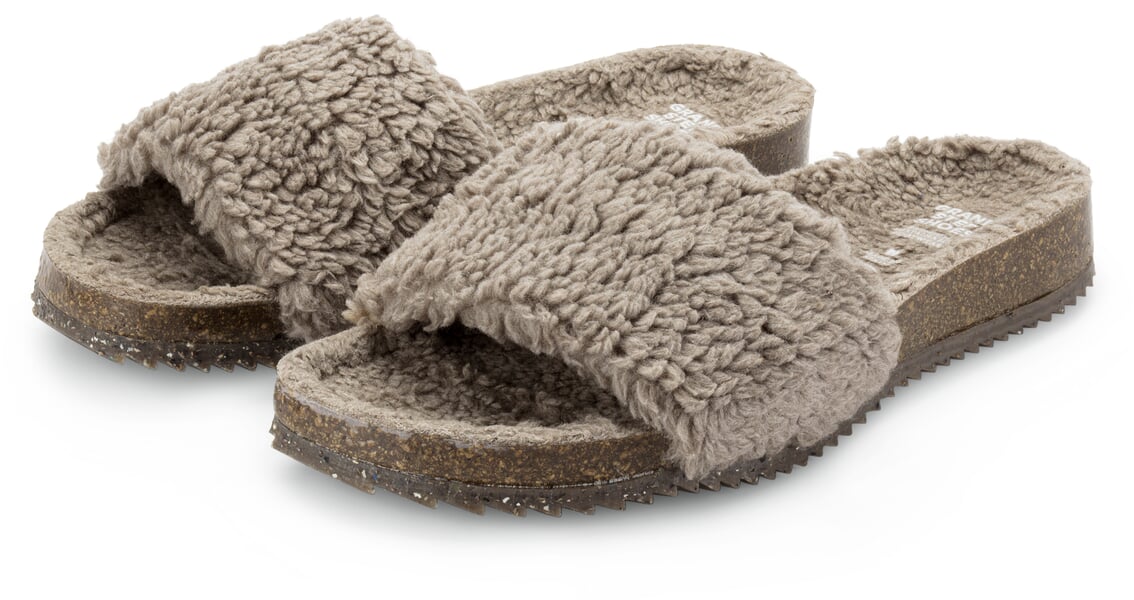 Mule femme en peluche Taupe