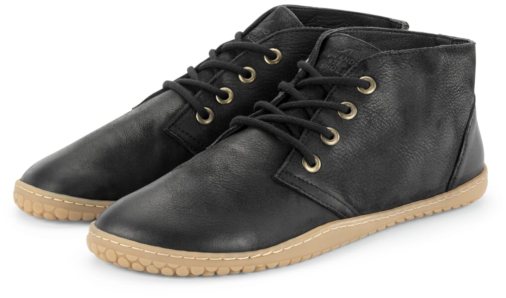 Heren leren blote voeten schoen Zwart