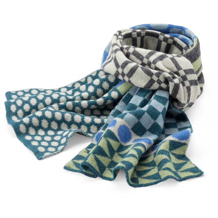 Bufanda de punto unisex, estampada, azul-verde