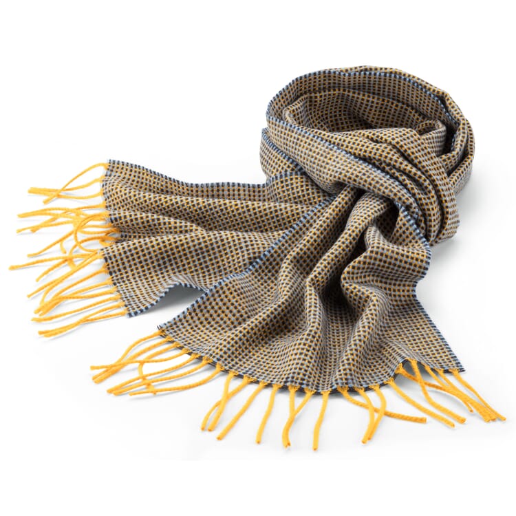Bufanda de hombre estampada, azul-amarillo mostaza