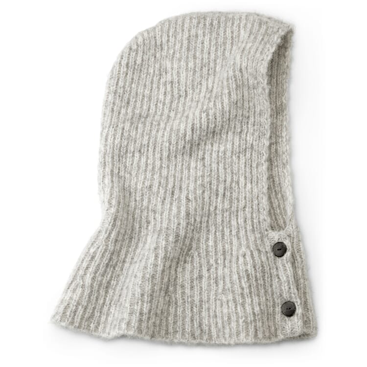 Cappuccio unisex in maglia screziata, ecrù