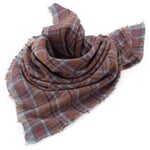 Unisex wool scarf plaid N° 800, blue-wine red