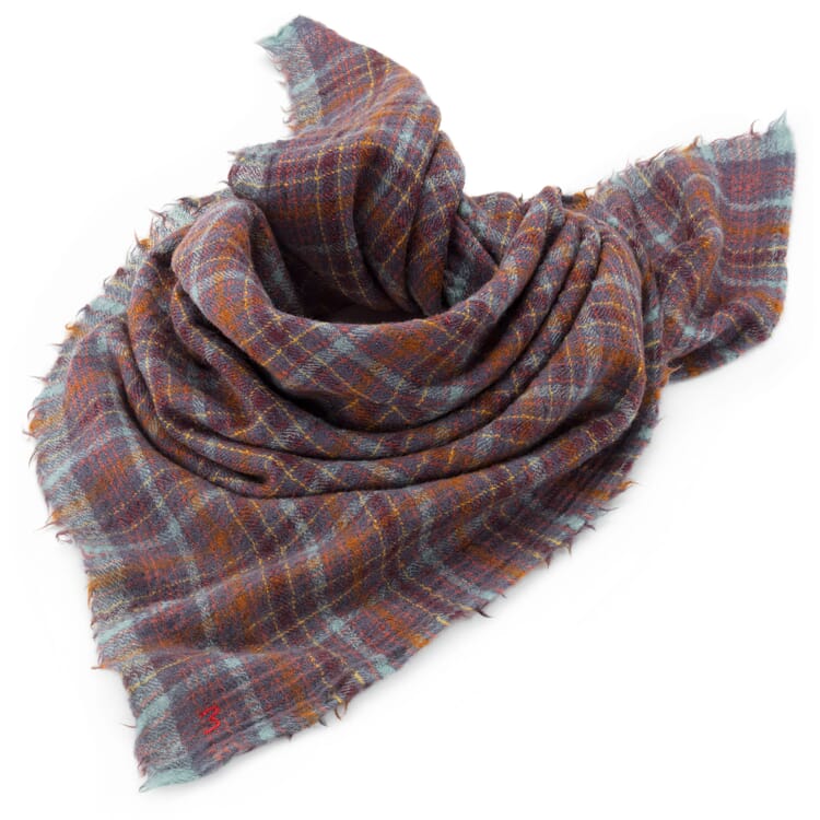 Unisex wool scarf plaid N° 800, blue-wine red