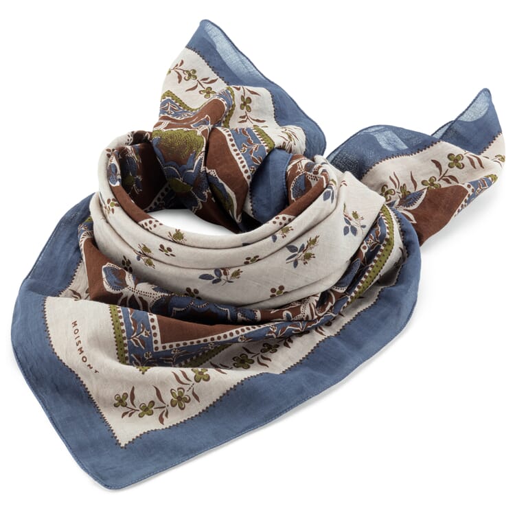 Unisex floral scarf N° 796, blue-brown