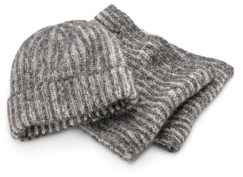 Unisex-Rippenstrickmütze, grau