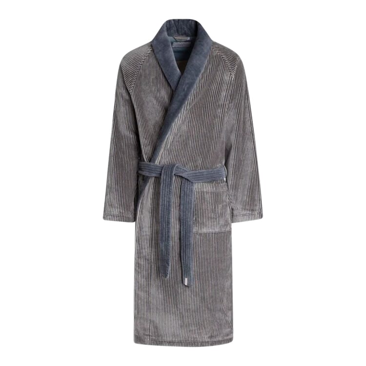 House and bathrobe with fine stripes, Gray-blue