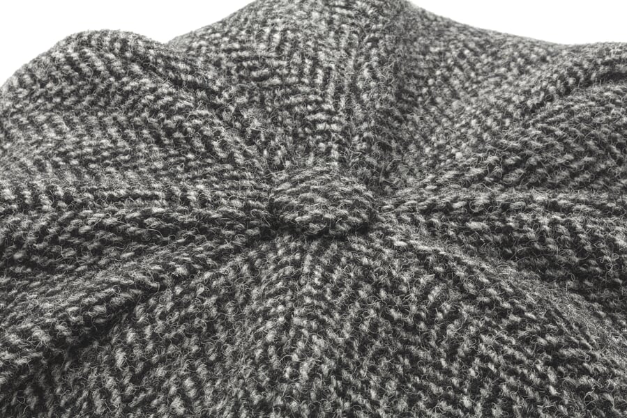 Herrenkappe Newsboy Schwarz gemustert, Detailsicht