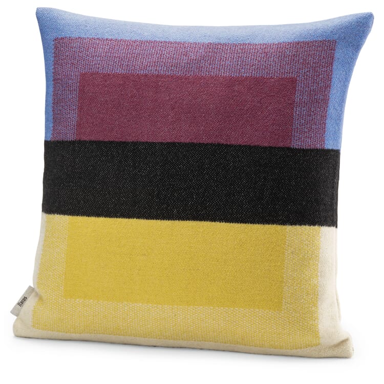 Taie d'oreiller en laine d'agneau Bento, Bleu-jaune