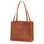 Leather shopper small, cognac