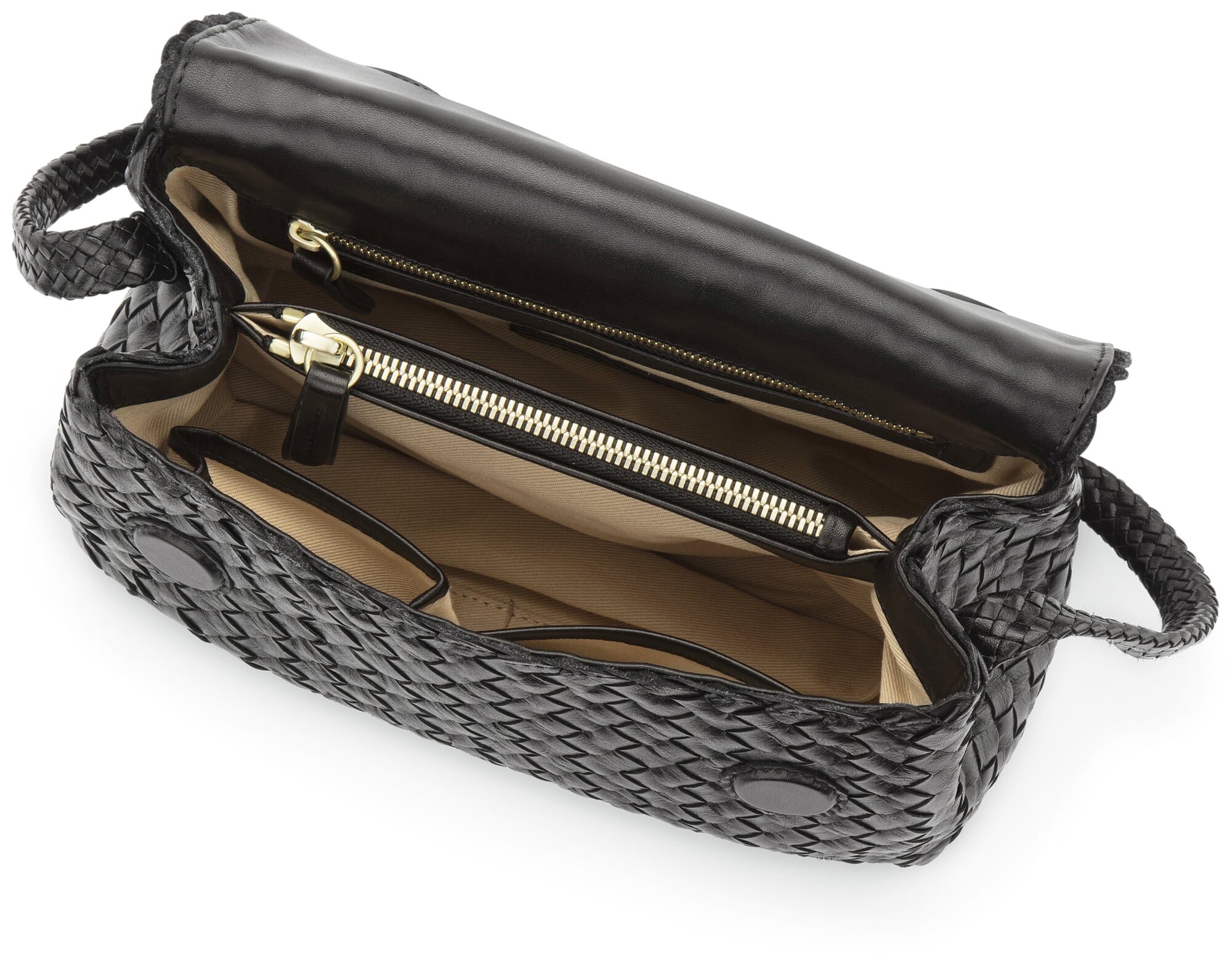 Rênes Romales En Cuir Brut Tressé MOUSM – Naturel – Avec Popper Cuir Noir