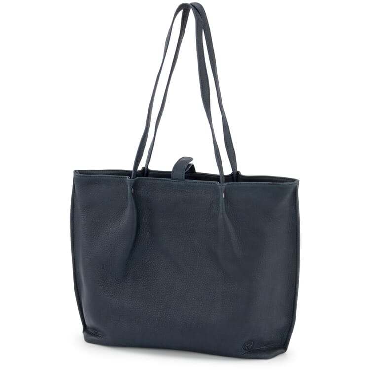 Bolso shopper de piel, azul oscuro