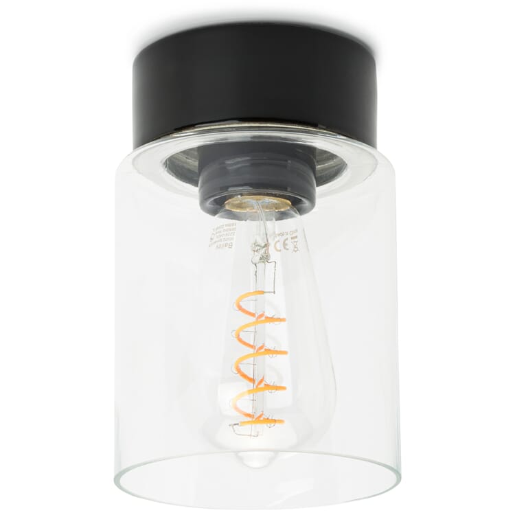 Loftslampe i porcelænscylinder, Sort