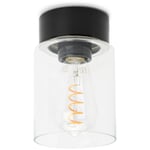 Plafondlamp porseleinen cilinder Zwart Helder glas