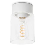 Loftslampe i porcelænscylinder Hvid Klart glas