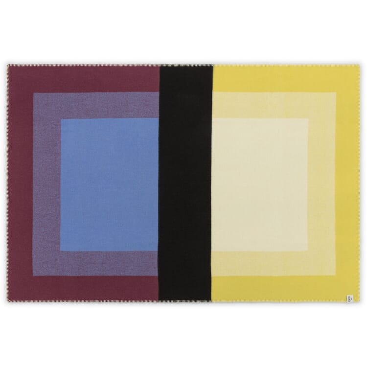 Couverture en laine d'agneau Bento, Bleu-jaune