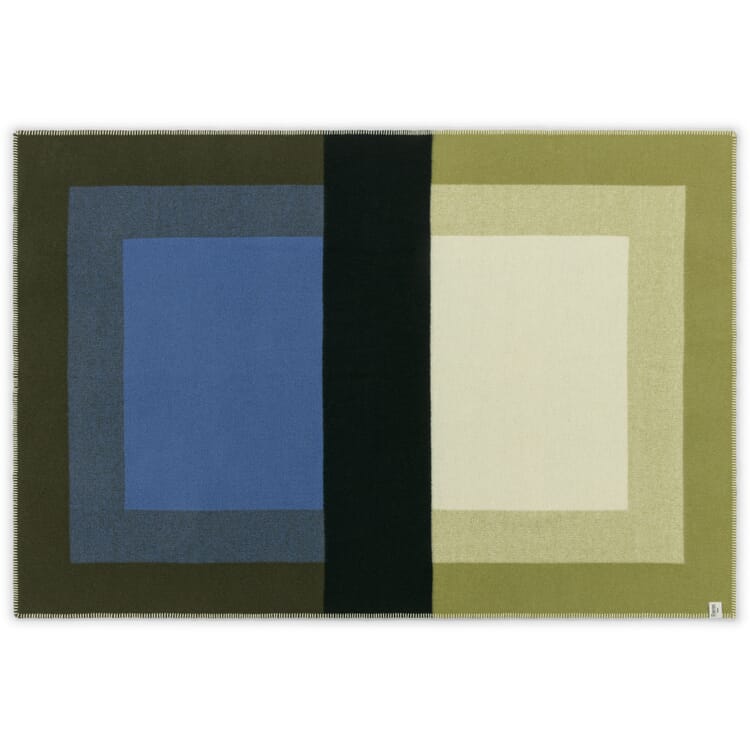 Couverture en laine d'agneau Bento, Vert et bleu