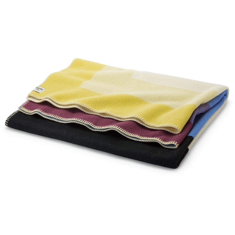 Couverture en laine d'agneau Bento, Bleu-jaune