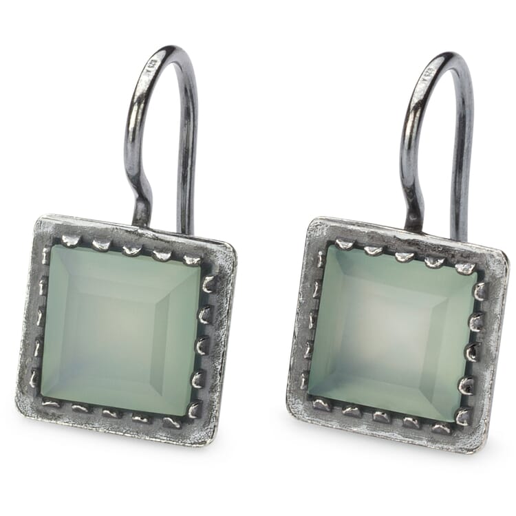 Øreringe af kalcedon, turkis