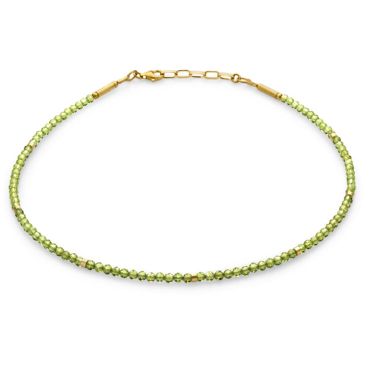 Collier en péridot, vert-or