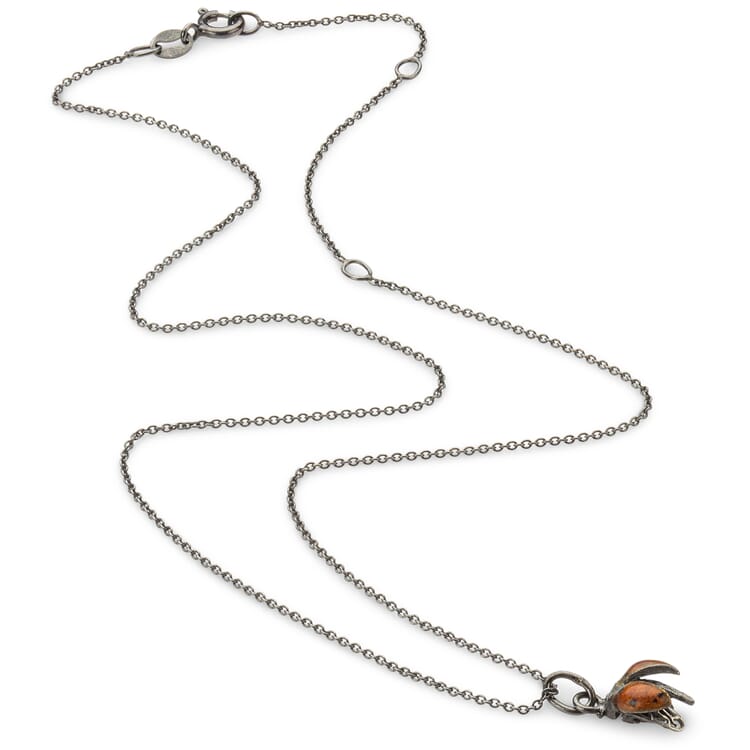 Necklace with Enameled Ladybug Pendant, Red