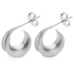 Matte creolen met steeksluiting, zilver