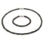 Knitted bracelet, oxidized silver