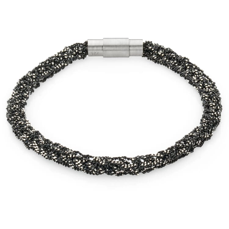 Bracciale in maglia, argento ossidato