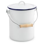 Geëmailleerde emmer met deksel 3 liter Wit