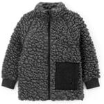 Kinder-Kragenjacke Wollplüsch, schiefergrau Schiefergrau