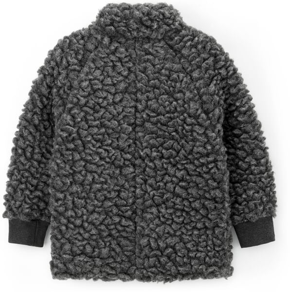 Kinder-Kragenjacke Wollplüsch Schiefergrau