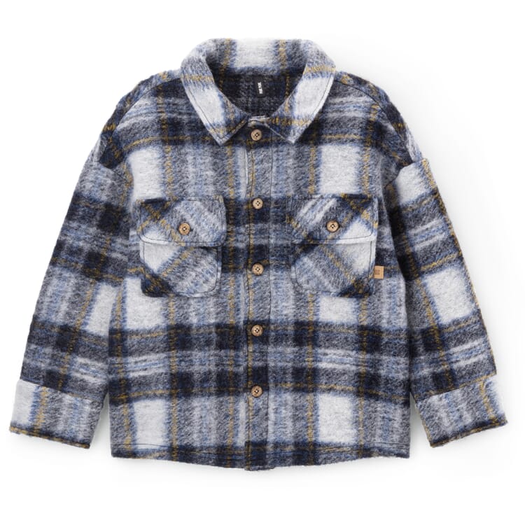 Children's shirt jacket woolwalk plaid, Blue-White