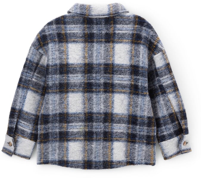 Veste-chemise pour enfant en laine bouillie à carreaux Bleu et blanc
