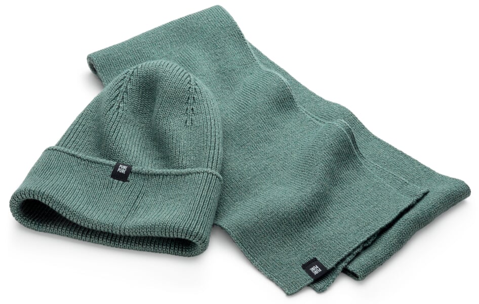 Kinder-Mütze Merino-Baumwolle-Seide Salbei