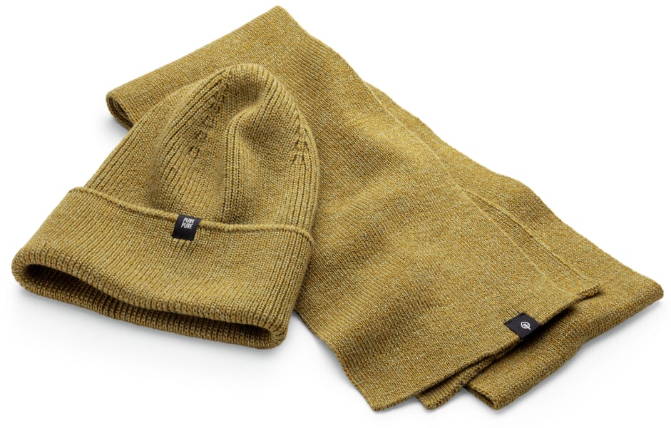 Kinder-Mütze Merino-Baumwolle-Seide Ocker