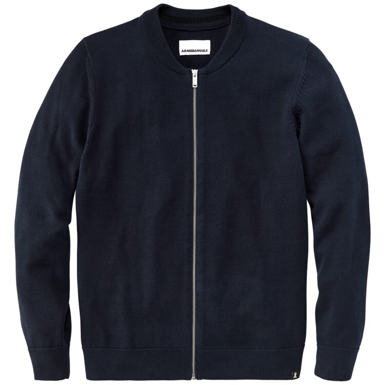 Veste en maille pour hommes avec zip, Bleu marine