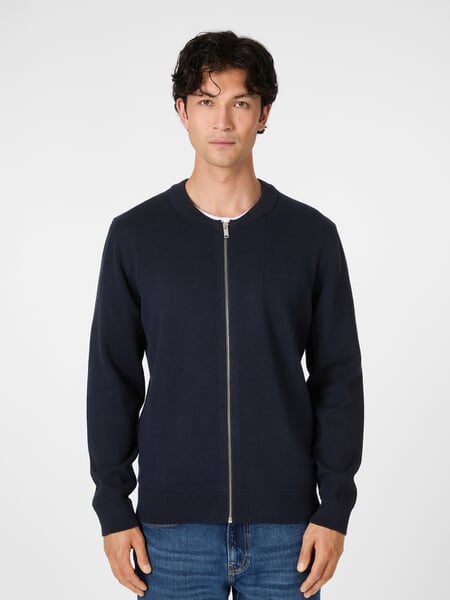 Chaleco de punto para hombre con cremallera Azul marino, Tragebild