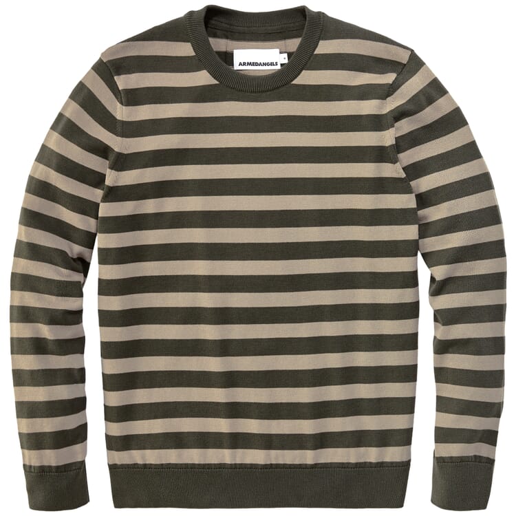 Herren-Strickpullover, Oliv-Sand