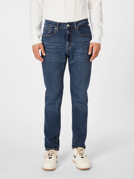 Herrenjeans Slim Straight Jeansblau, Tragebild