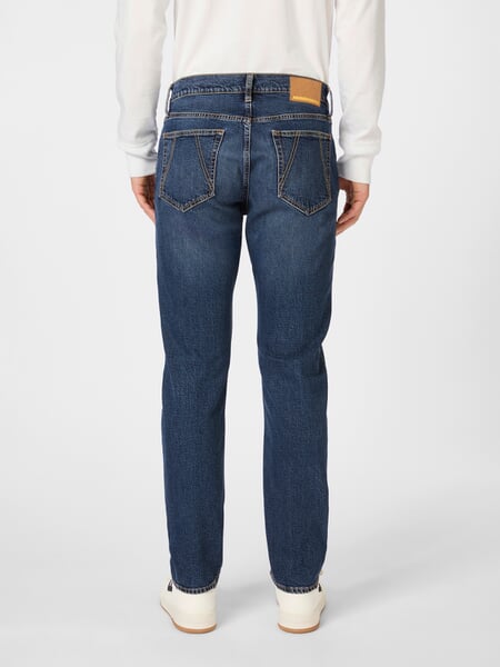 Herrenjeans Slim Straight Jeansblau, Tragebild