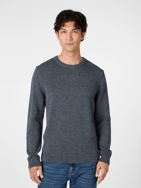 Mens Knit Sweater Navy melange, presented on a model