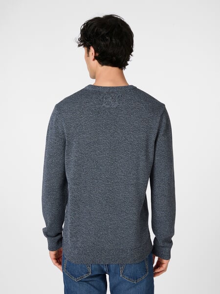Mens Knit Sweater Navy melange, presented on a model