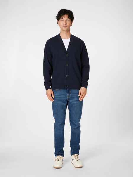Men cardigan Navy, presented on a model