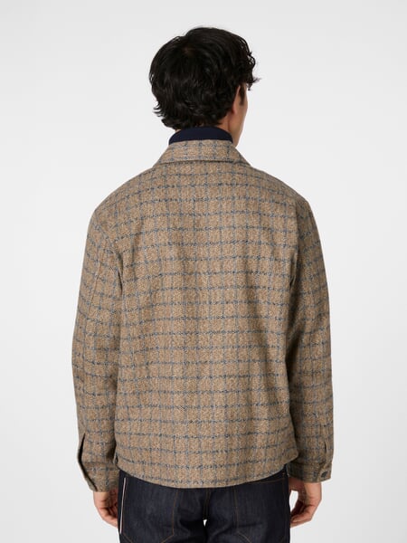 Men's jacket with zipper Camel, presented on a model