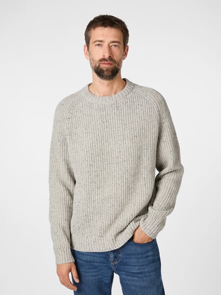 Herren-Strickpullover Hellgrau, Tragebild