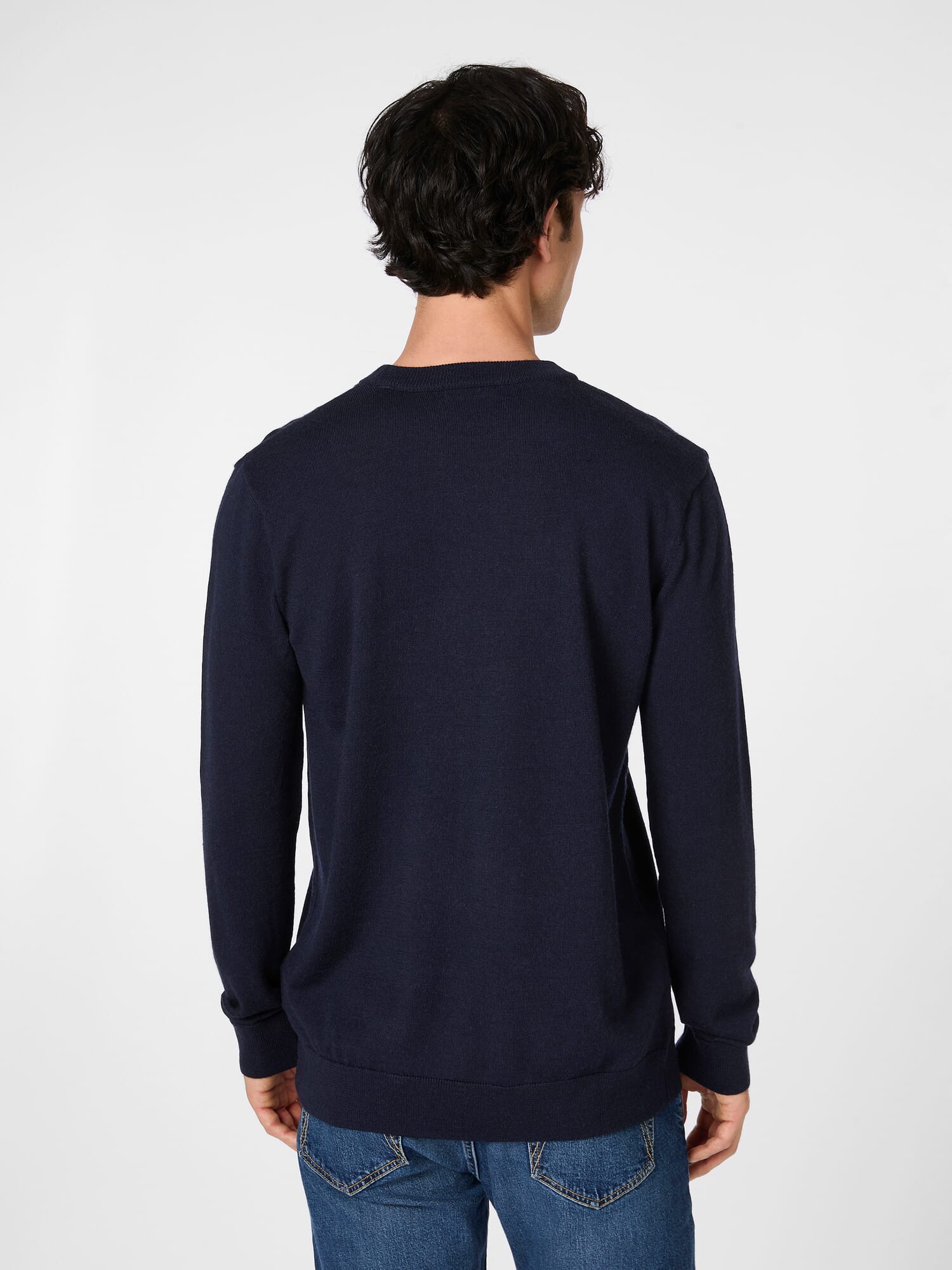 Men sweater merino wool, Navy | Manufactum