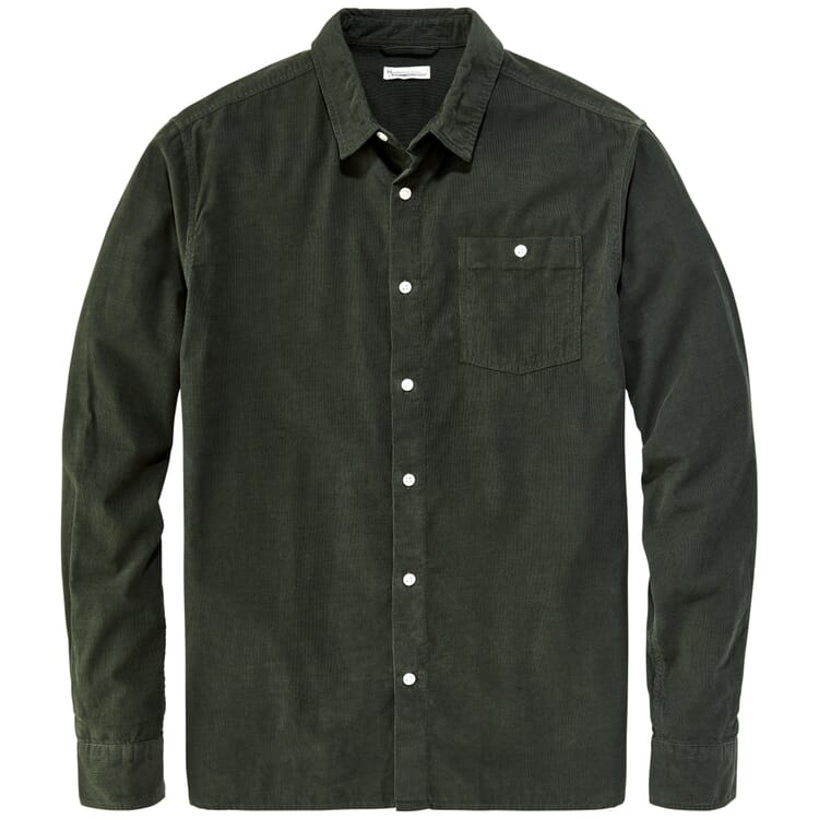 Camicia uomo in velluto a coste di cotone, Verde scuro